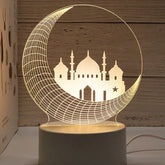3D LED lamp met maansikkel en moskeesilhouet, ideaal voor de heilige maand Ramadan